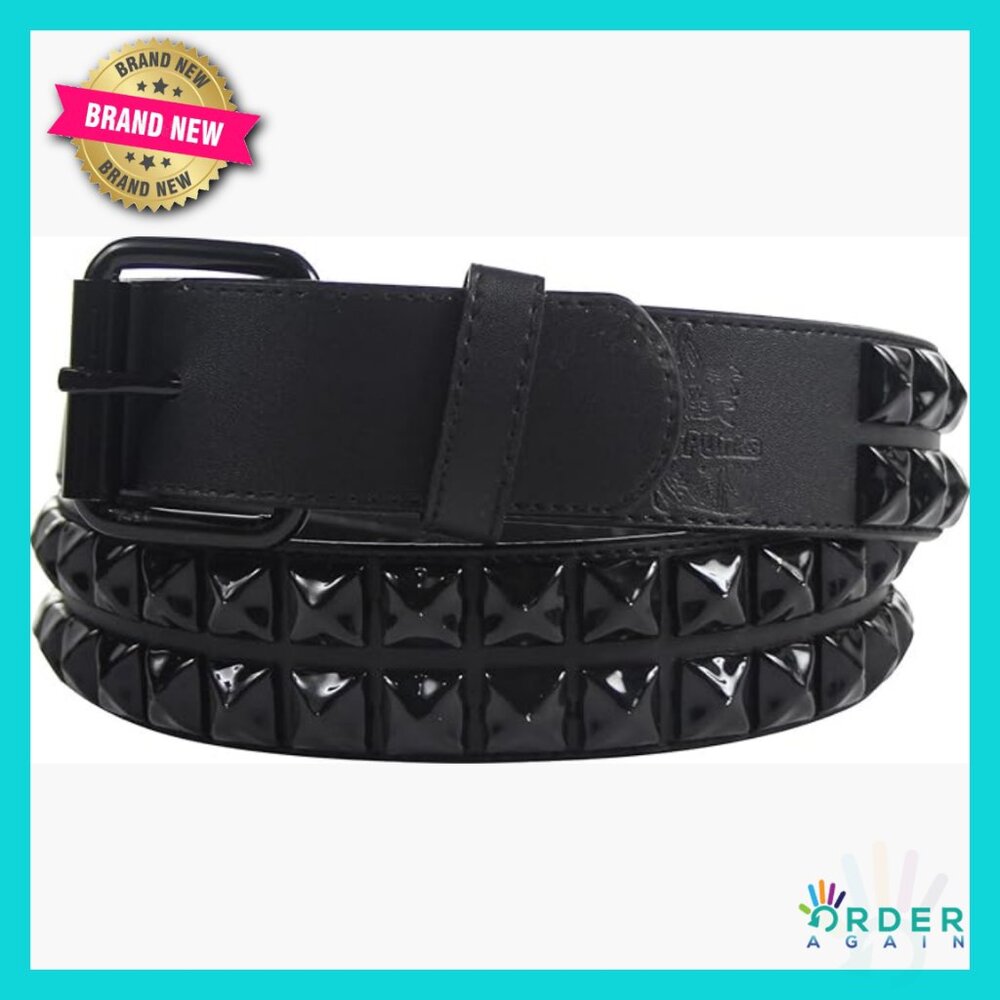 Punk Rock Studded Leather Belt Classic Y2k Style Adjustable Buckle